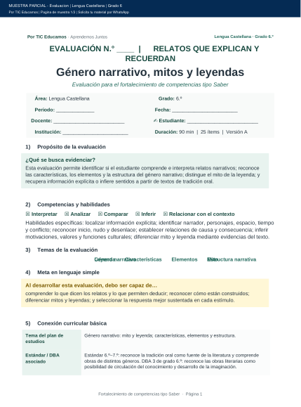 Primera página de la muestra: Mitos y leyendas