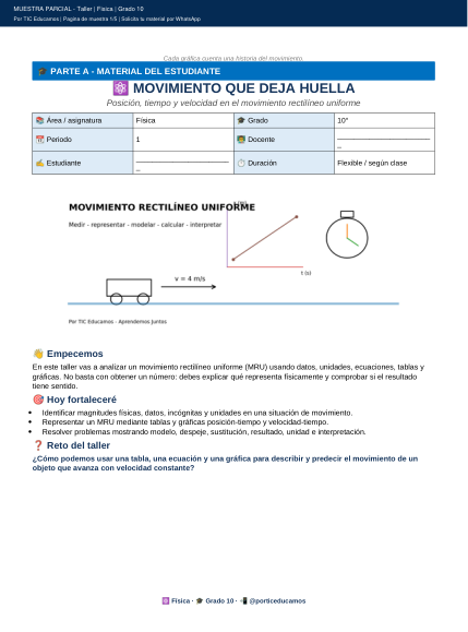 Primera página de la muestra: Movimiento rectilíneo uniforme